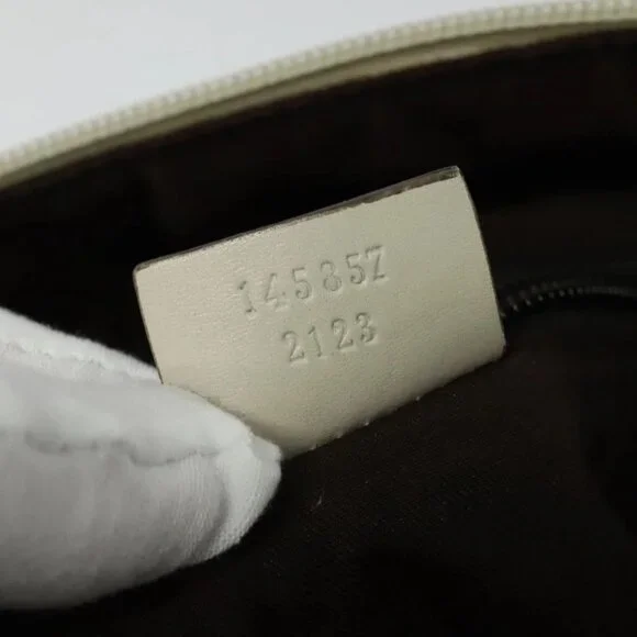 GUCCI GG Canvas Shoulder Bag Beige Silver 145857 Auth th6308